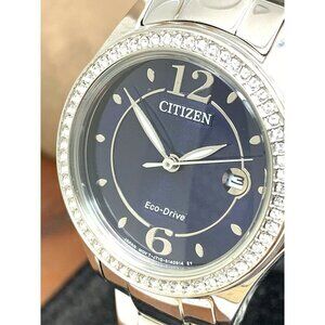 Citizen Womens Watch FE1140-86L Eco Drive Silhouette Blue Dial Silver Steel 29mm
